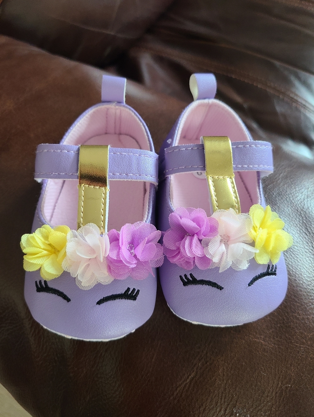 Purple Unicorn Crib Shoes Only, Size 3 Infant, Dress Sold Separately